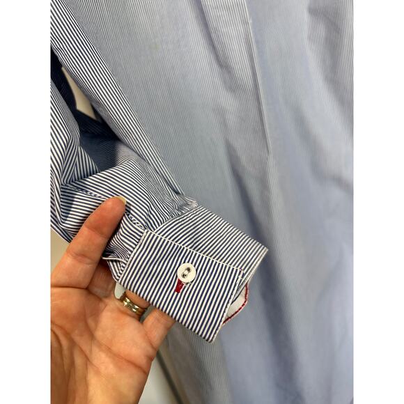 Mer Sea Women's Coastal Pinstripe Essential Shirt Dress Blue White Size‎ S/M - Picture 10 of 13